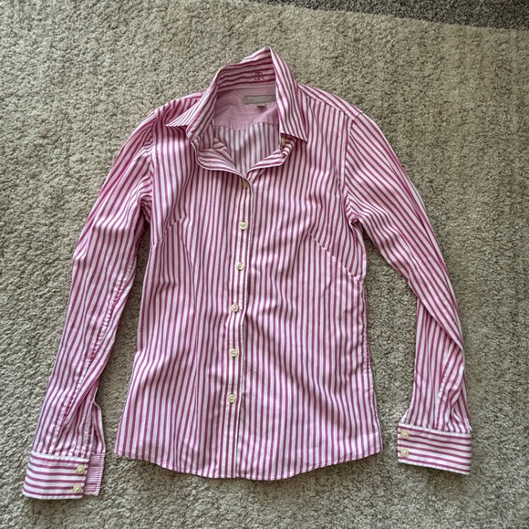 Banana Republic Women's Pink Striped Button Down Shirt - Picture 1 of 5